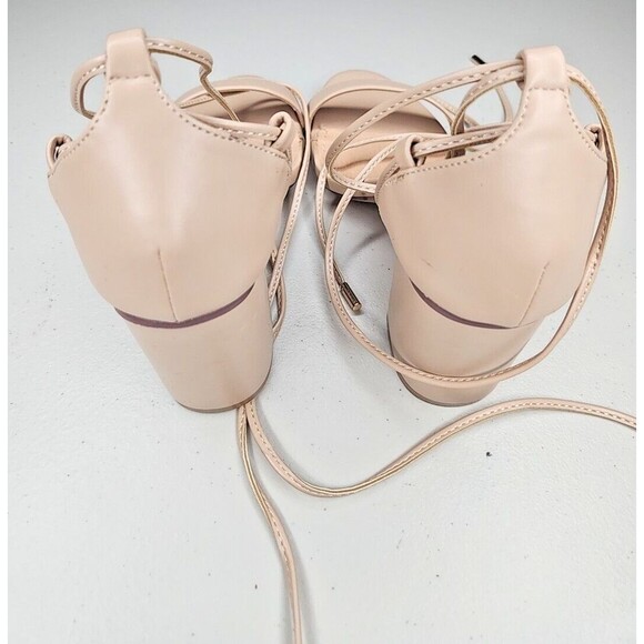 Lulus Neutral Wrap Nude Lace Up Gladiator Block Heel Sandals Heels 9 EUC - Picture 4 of 8